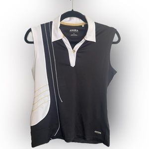 NWOT Annika Sleeveless Women’s Golf Polo Dry Fit Small Black & White